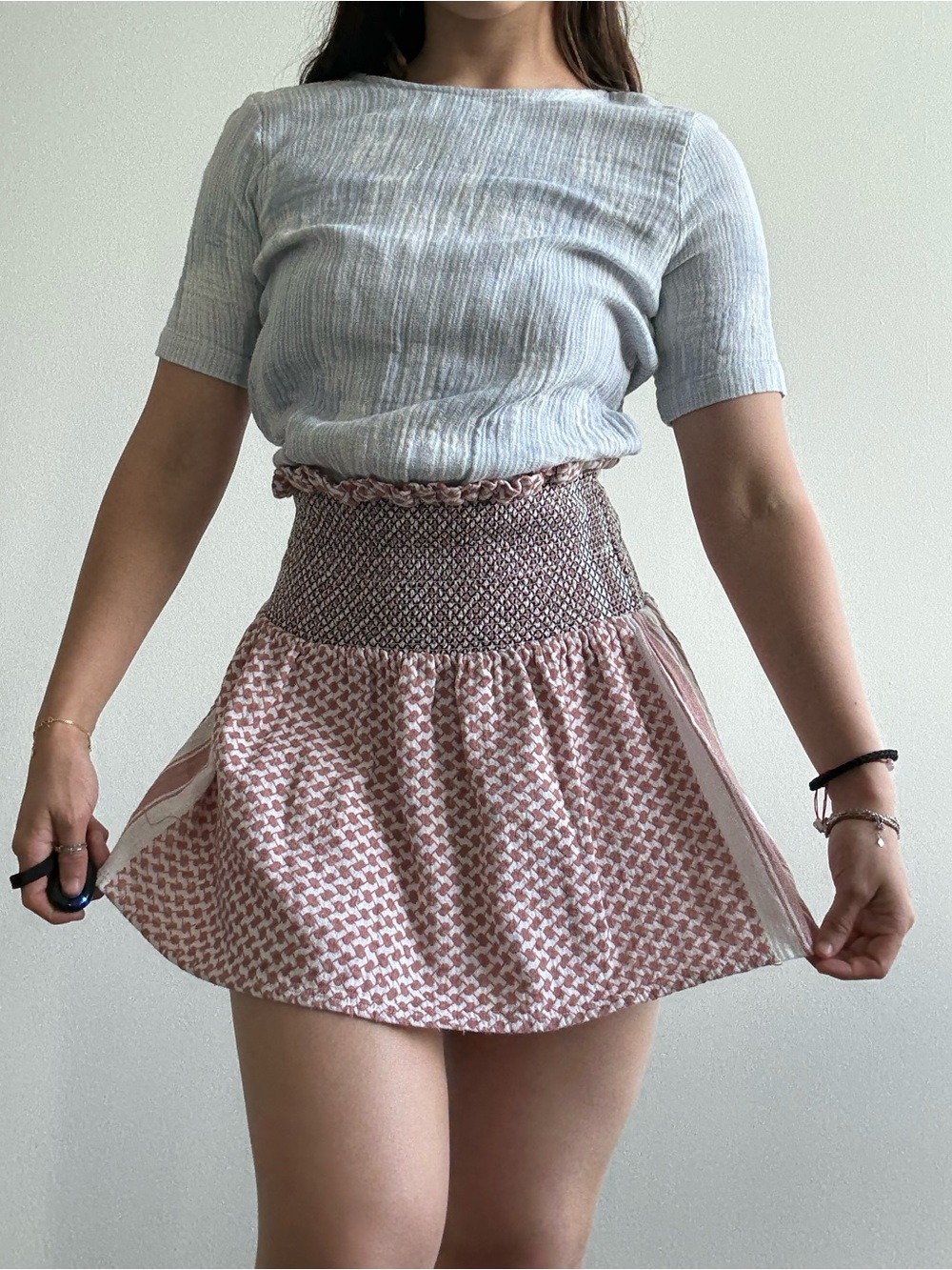 Cecilie Copenhagen Pink Patterned Smocked Mini Dress